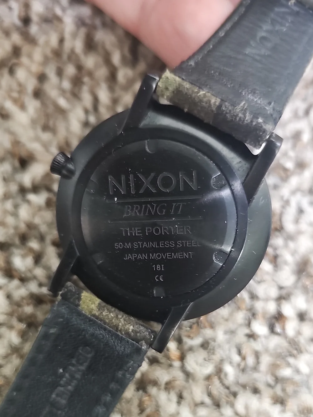 NIXON PORTER CAMO LEATHER BAND WATCH BFPM-07-223